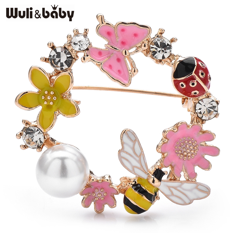 Home Office Word - Wuli&baby Lovely Bee Flower Circle Brooches