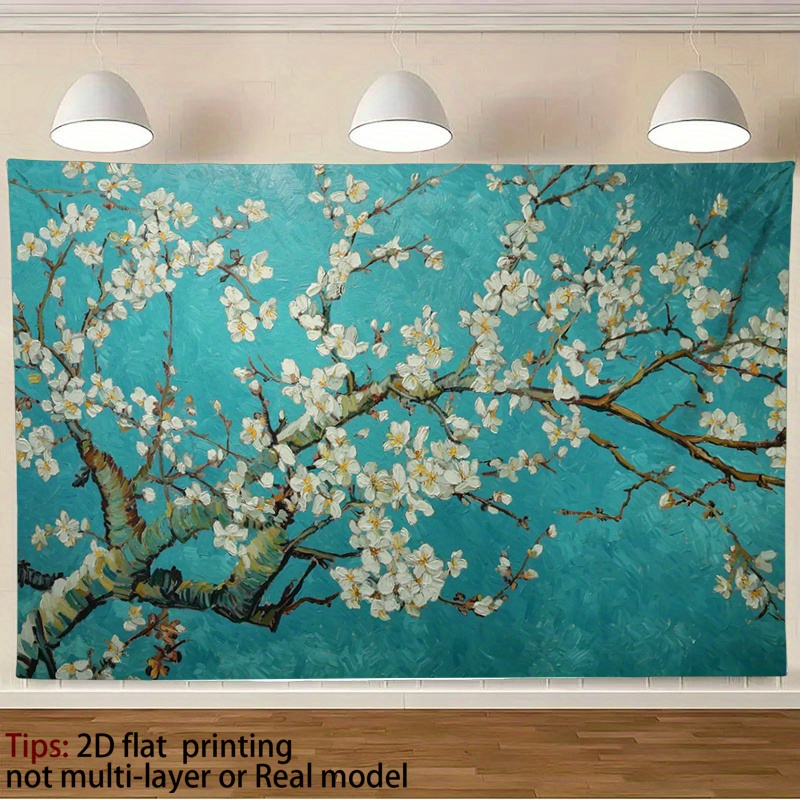 Home Office Background - Vibrant Almond Blossoms Tapestry Van Gogh