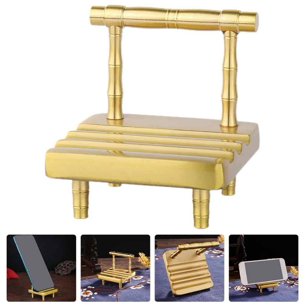 Home Office With View - 1pcs Phone Holder Brass Mini Chair