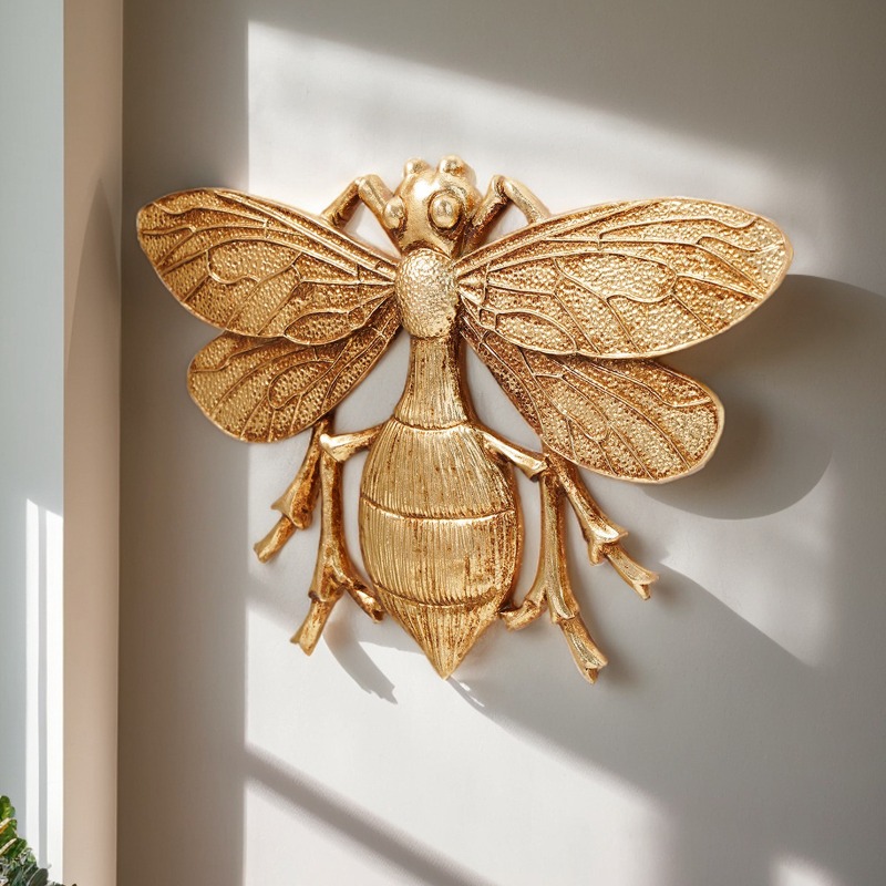 Home Office Background - Creative Retro Gold Resin Bee Sculpture