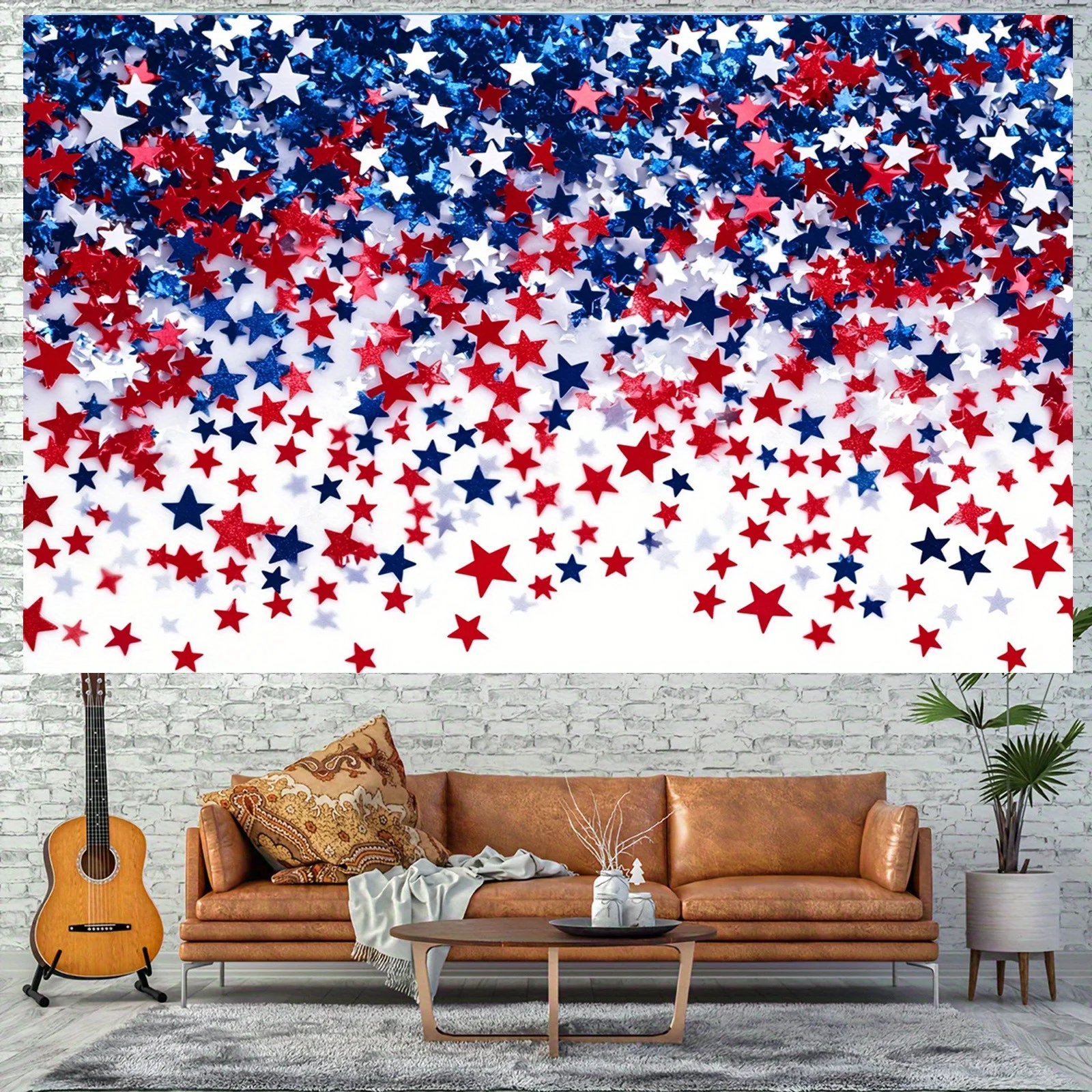 red white blue stars design ta - Home Office Background avaliação e preço