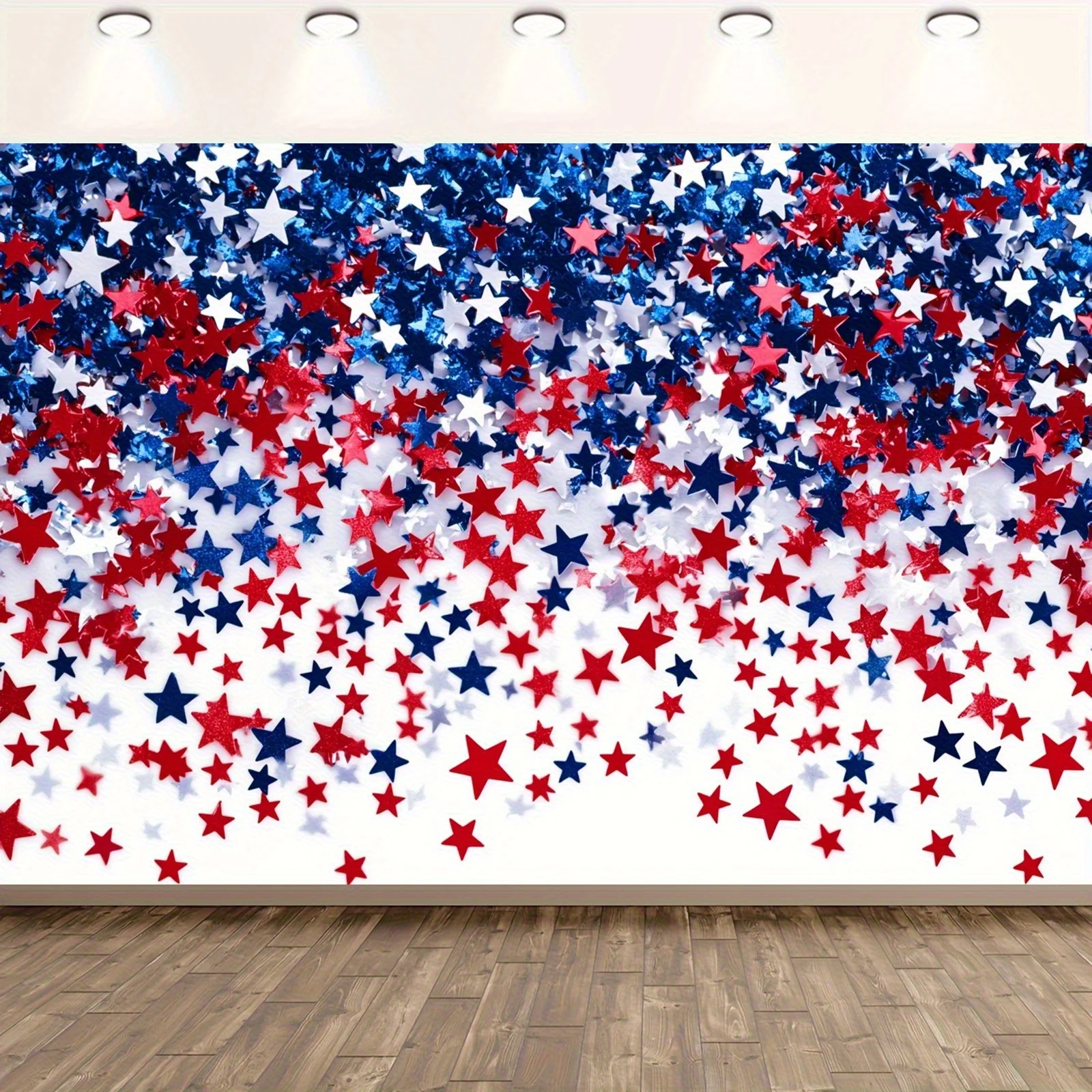 red white blue stars design ta - Home Office Background avaliação e preço