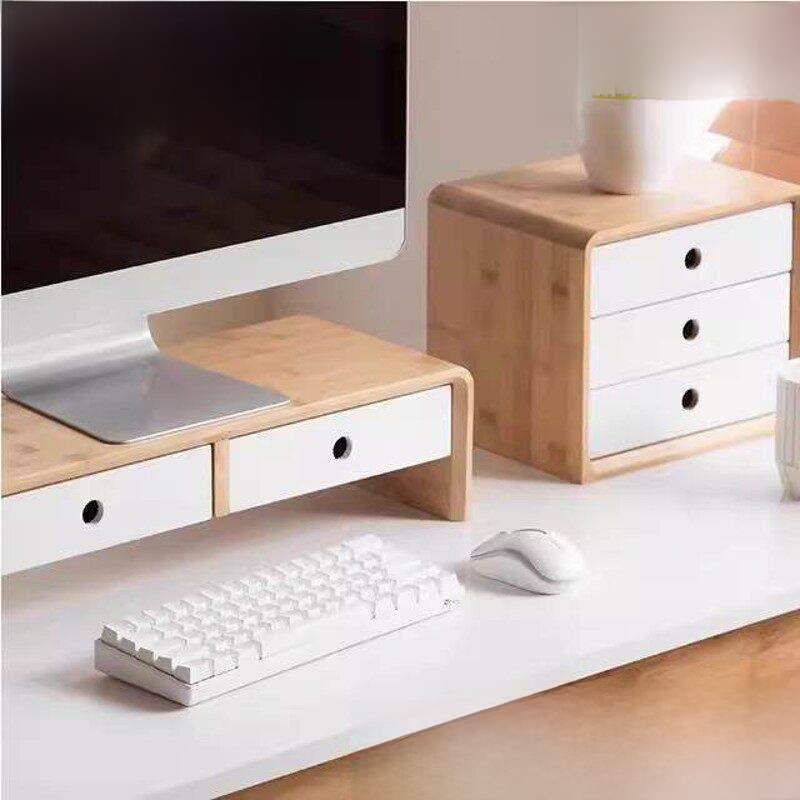 Bamboo Computer Monitor Stand  - Desktop Organizer Bamboo avaliação e preço