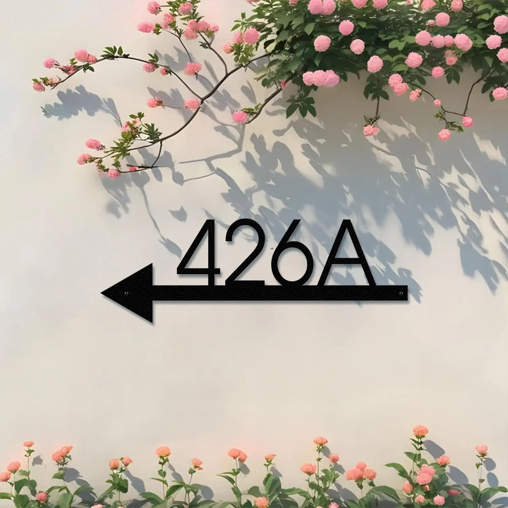Metal Arrow Sign with House Nu - Address Home Office avaliação e preço