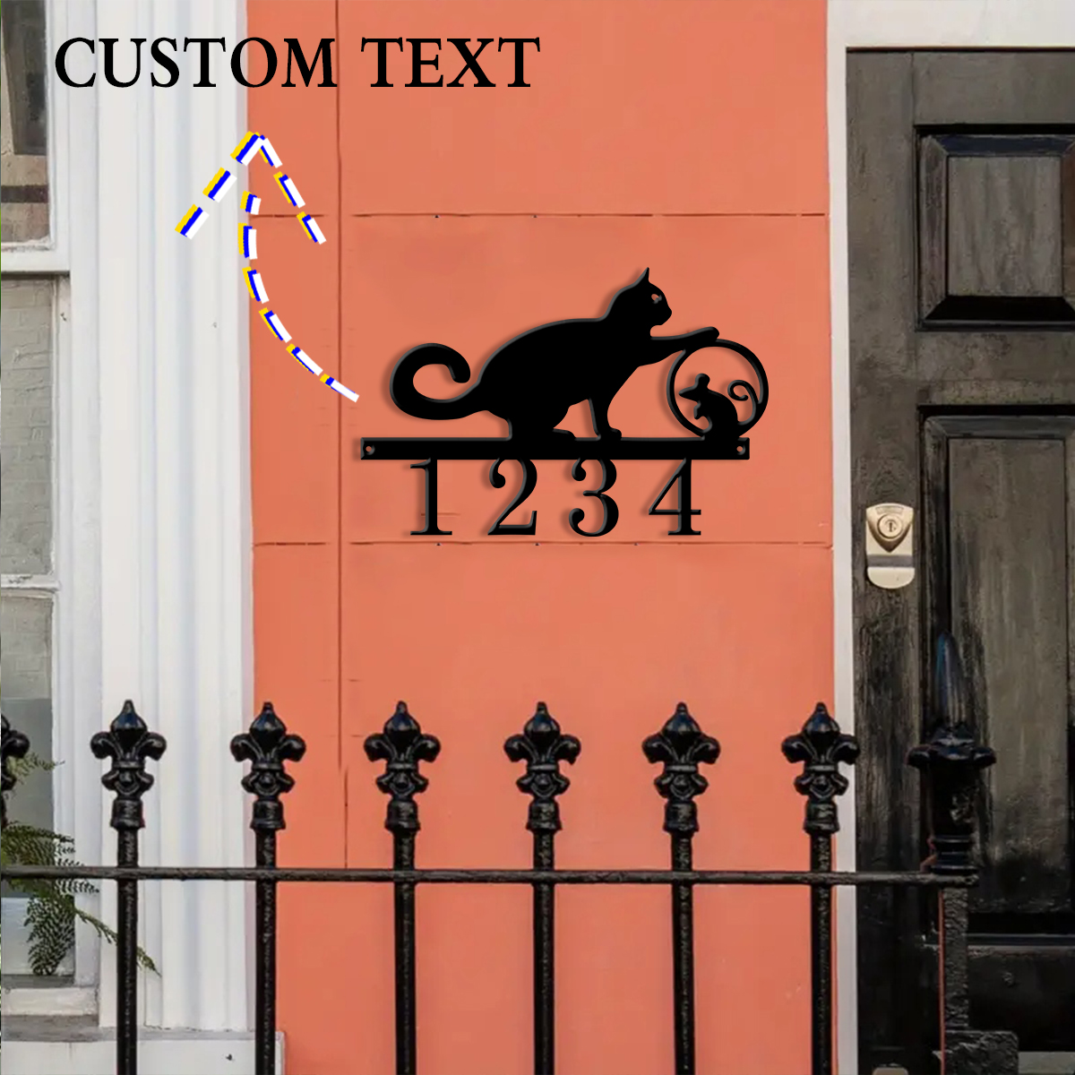 1Pc Custom cat Metal Door Stre - Address Home Office avaliação e preço