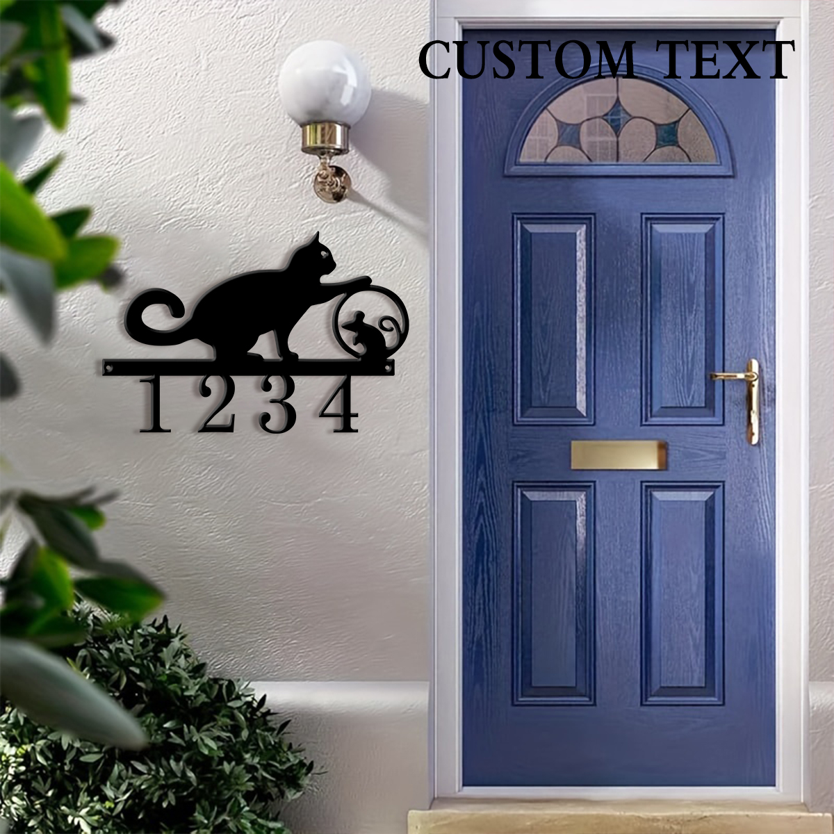 1Pc Custom cat Metal Door Stre - Address Home Office avaliação e preço