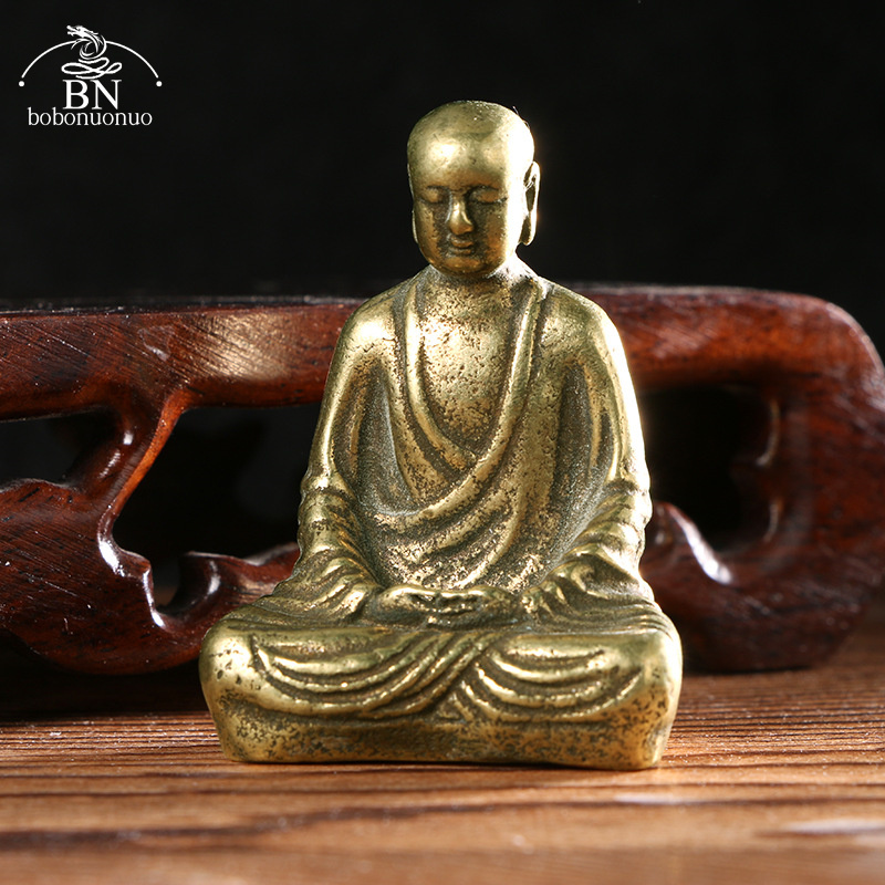 Antique Brass Buddha Statue Mi - Home Office Feng Shui avaliação e preço