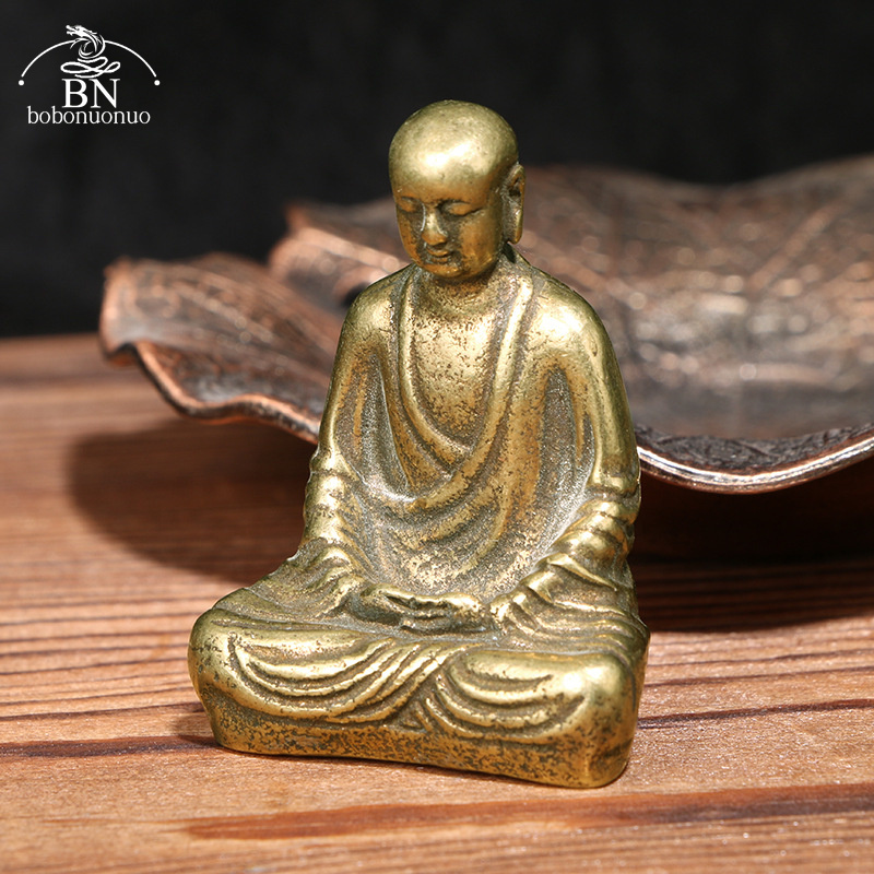Antique Brass Buddha Statue Mi - Home Office Feng Shui avaliação e preço