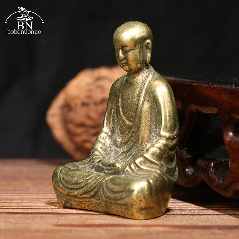 Antique Brass Buddha Statue Mi - Home Office Feng Shui avaliação e preço
