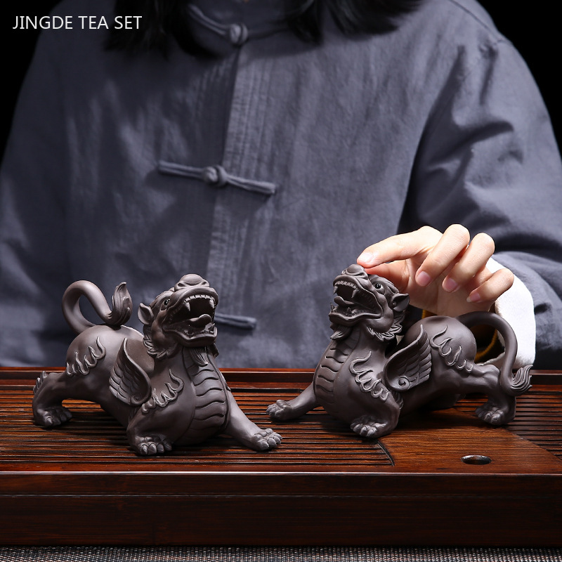 Purple Clay Pixiu Tea Pet Hand - Home Office Feng Shui avaliação e preço