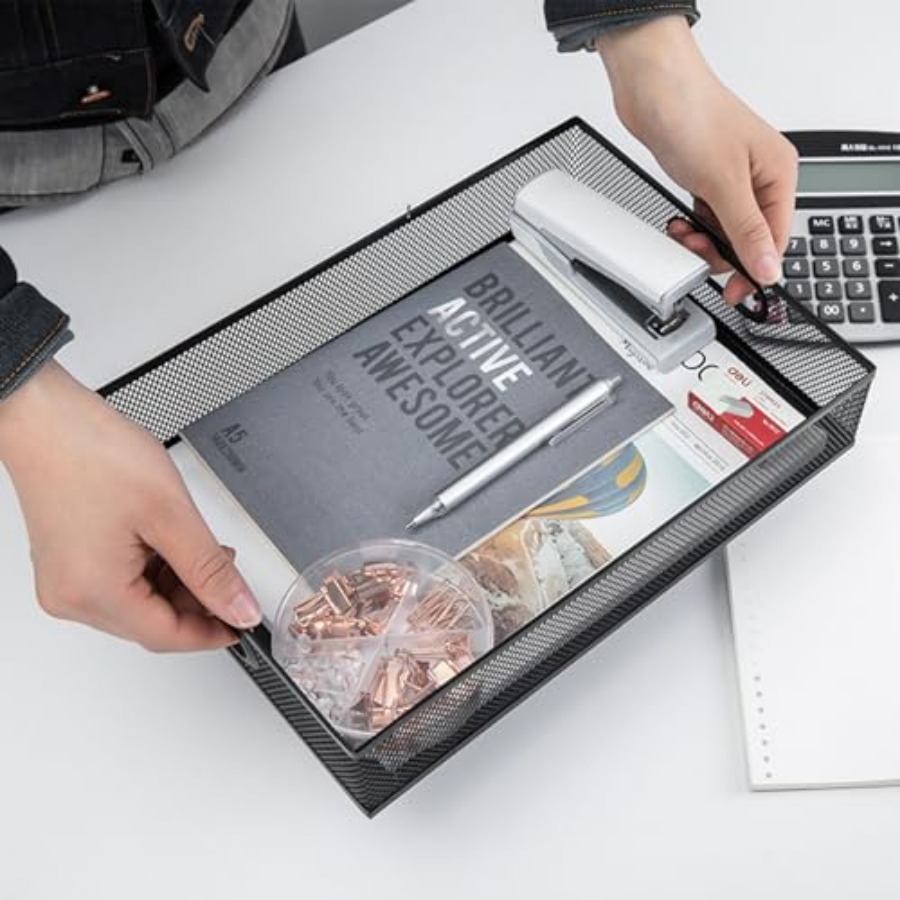 Black Metal Mesh Desk Drawer O - Desktop Organizer Bamboo avaliação e preço