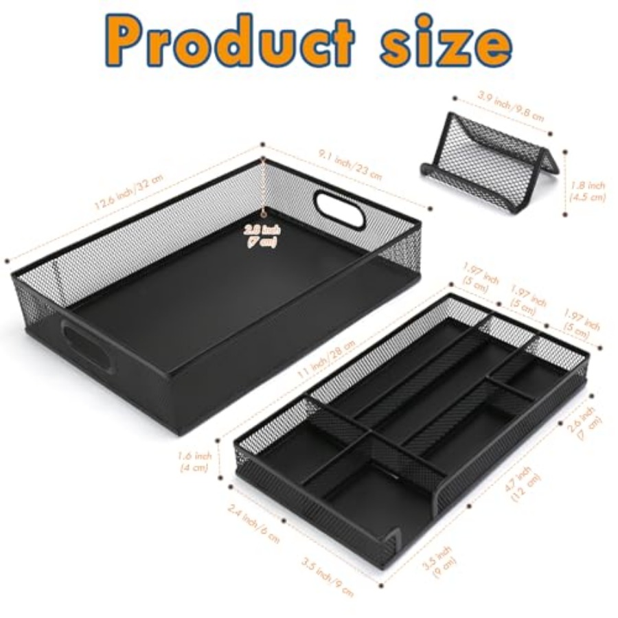 Black Metal Mesh Desk Drawer O - Desktop Organizer Bamboo avaliação e preço