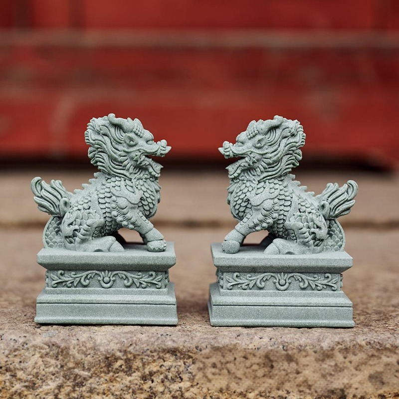 1 Pairs Guardian Kylin Statues - Home Office Feng Shui avaliação e preço