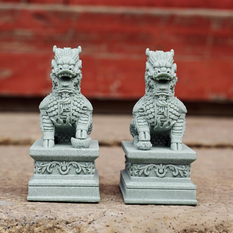 1 Pairs Guardian Kylin Statues - Home Office Feng Shui avaliação e preço