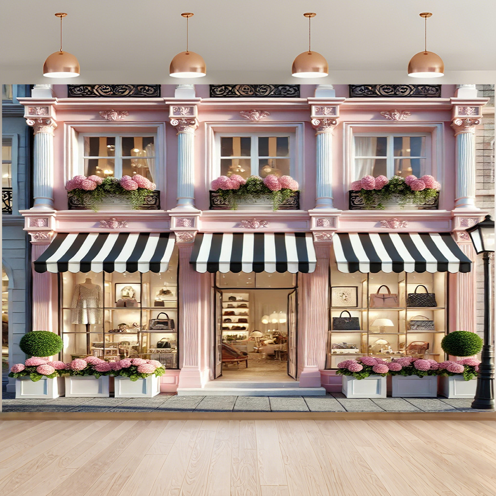 Parisian boutique window displ - Home Office Background avaliação e preço