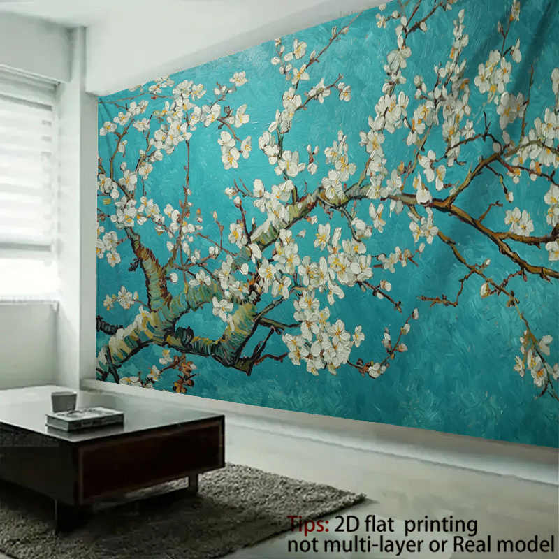 Vibrant Almond Blossoms Tapest - Home Office Background avaliação e preço