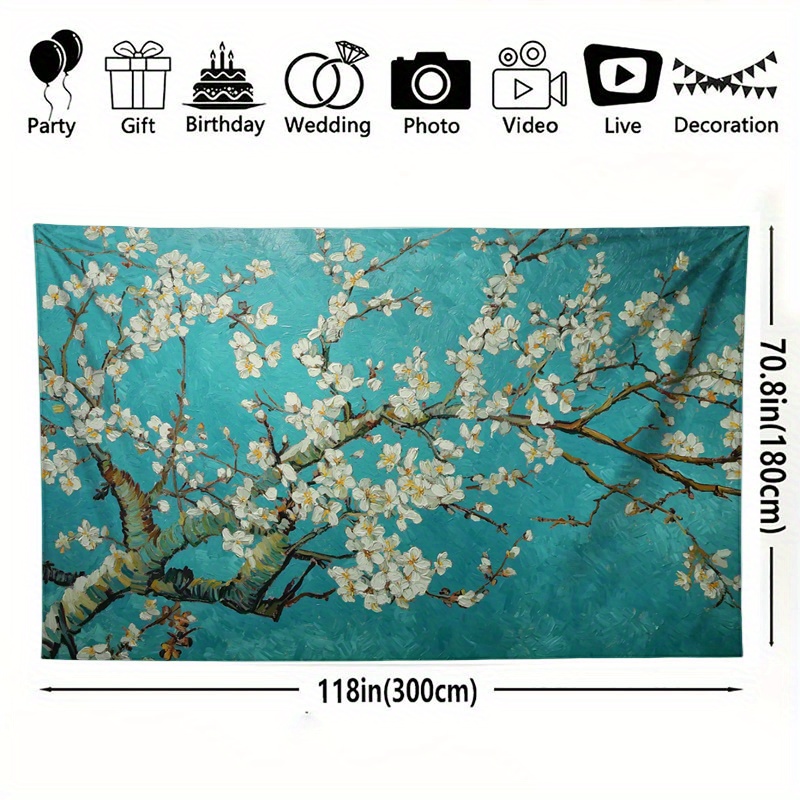 Vibrant Almond Blossoms Tapest - Home Office Background avaliação e preço