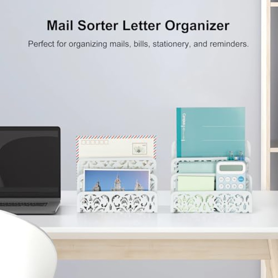 2 Pack Mail Organizer with Hol - Desktop Organizer Bamboo avaliação e preço