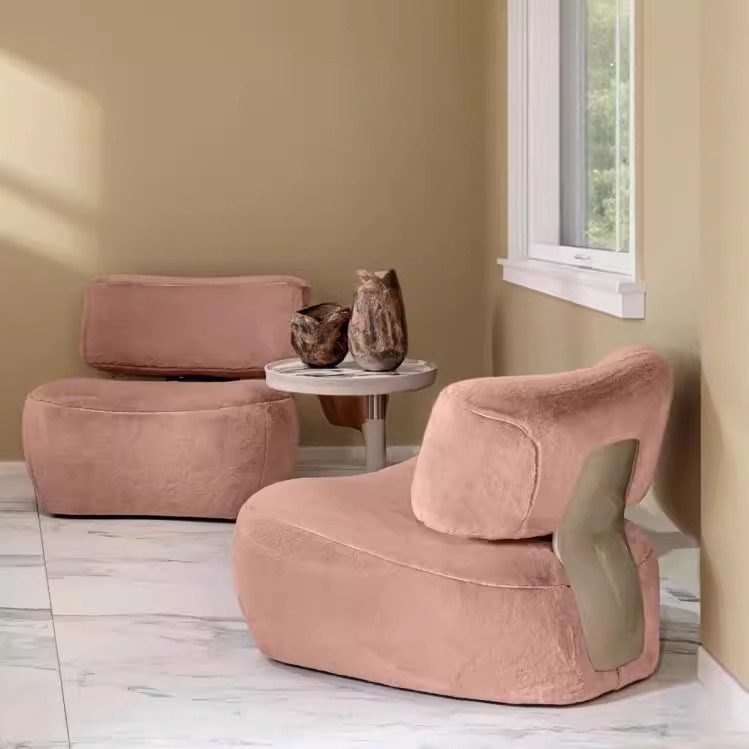 Cozy Pink Faux Fur Lazy Chair, - Home Office Cozy avaliação e preço