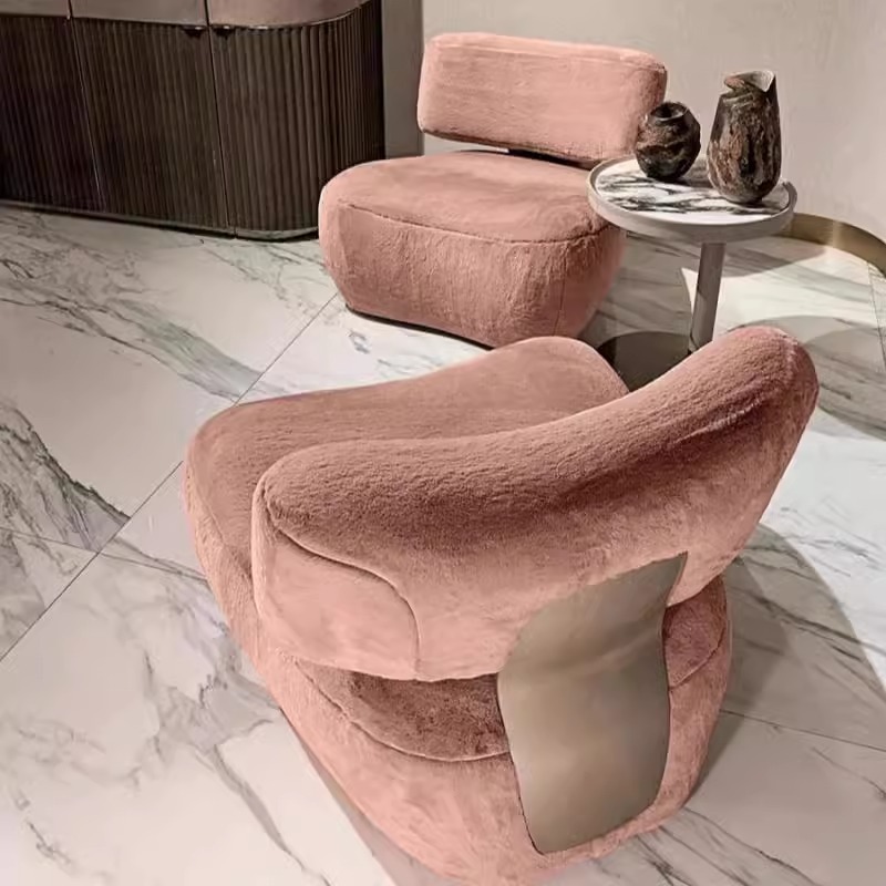 Cozy Pink Faux Fur Lazy Chair, - Home Office Cozy avaliação e preço