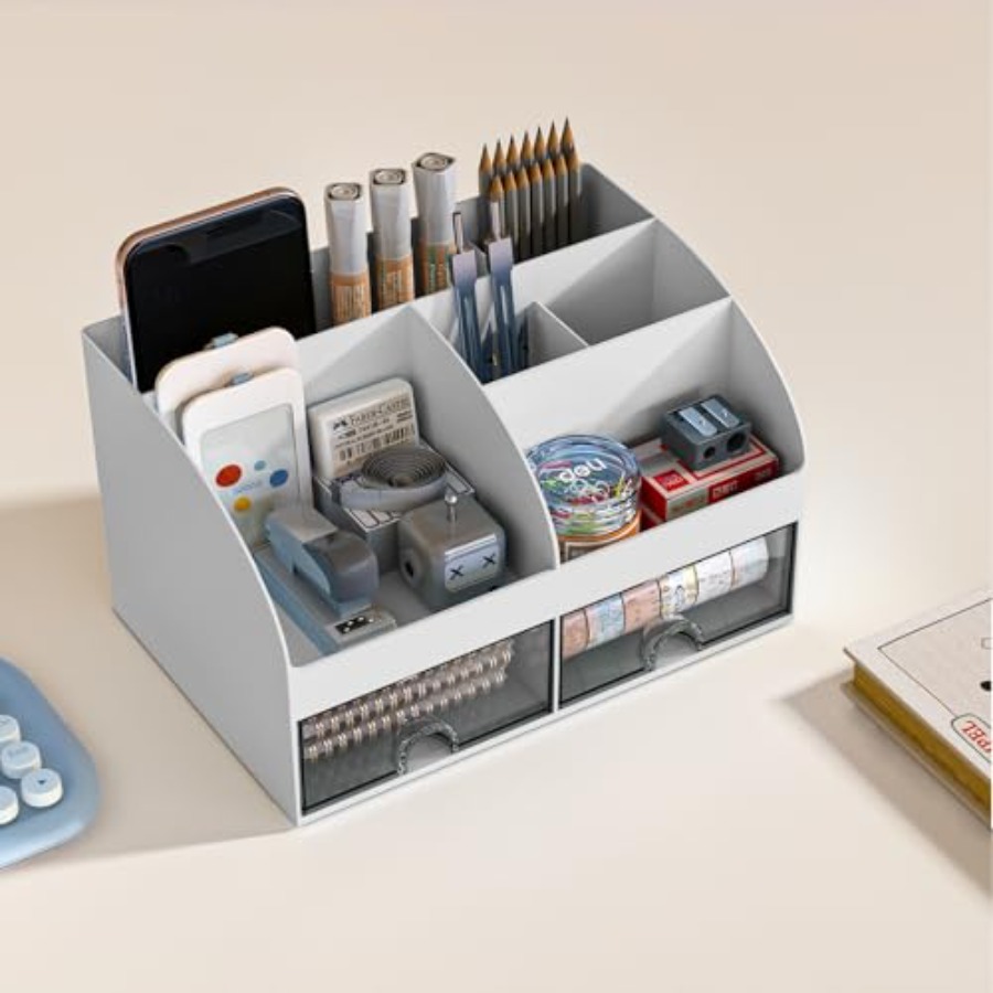 Desk Organizer with 6 Compartm - Desktop Organizer Bamboo avaliação e preço