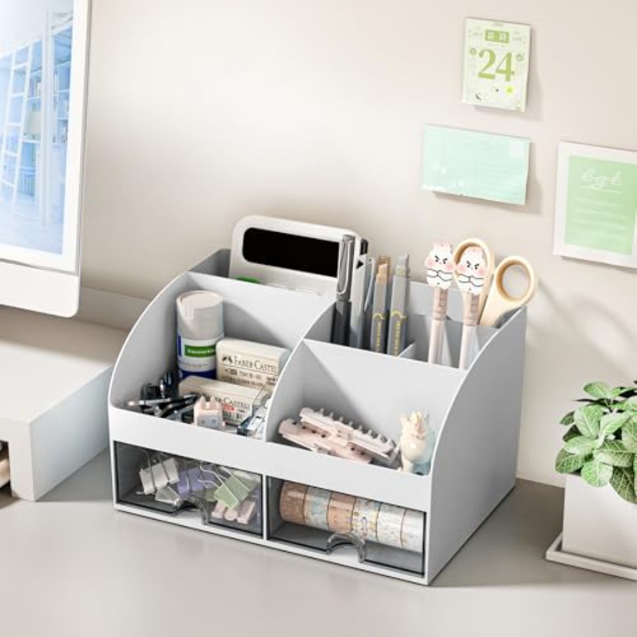 Desk Organizer with 6 Compartm - Desktop Organizer Bamboo avaliação e preço