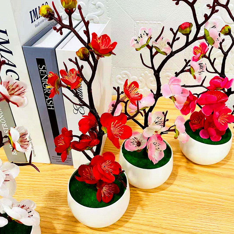 Simulation Plum Flower Pot Pla - Home Office Background avaliação e preço