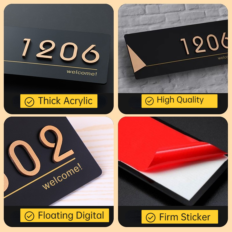 Acrylic Modern Door Plates Sho - Address Home Office avaliação e preço