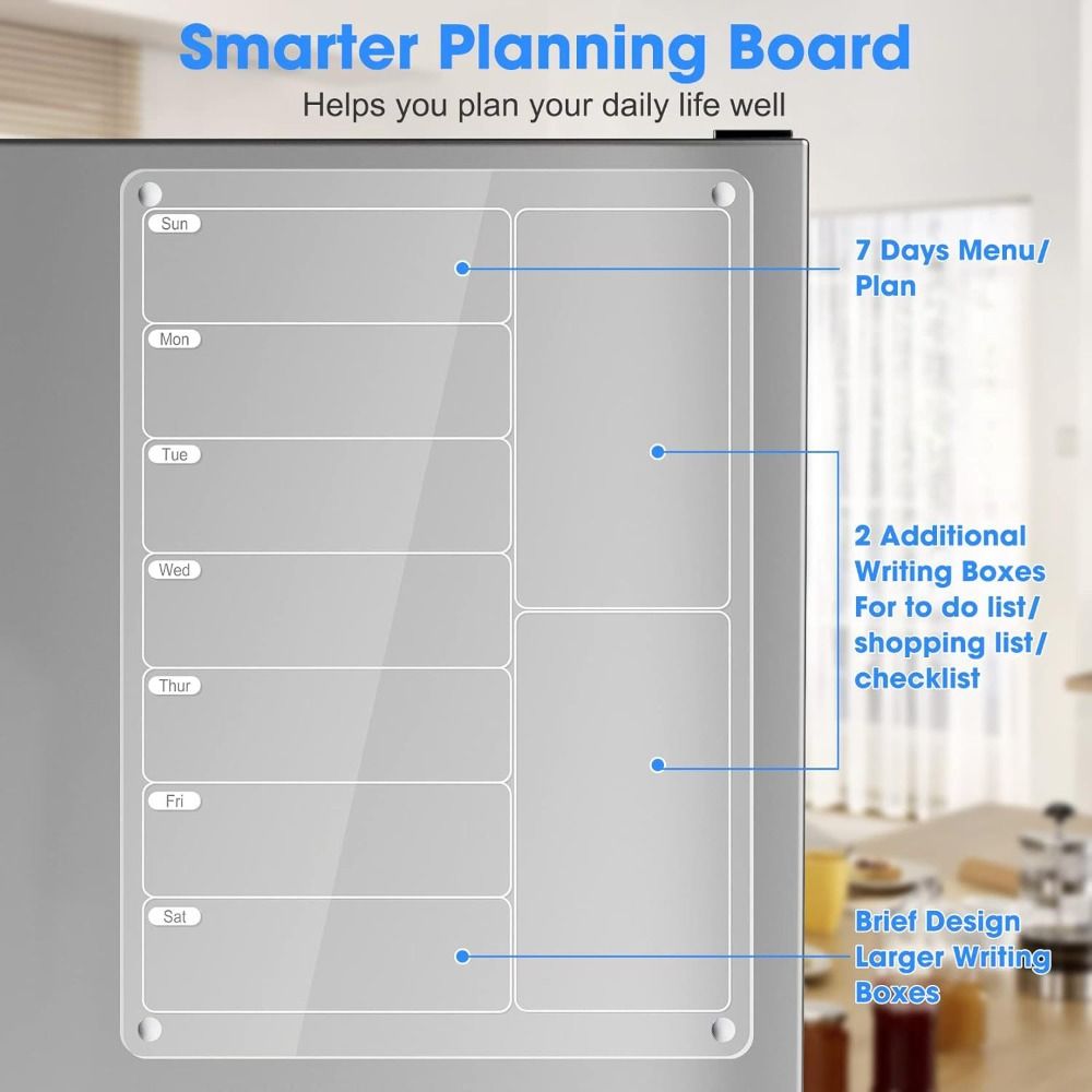 New Acrylic Meal Planner Reusa - Magnetic Calendar Board avaliação e preço