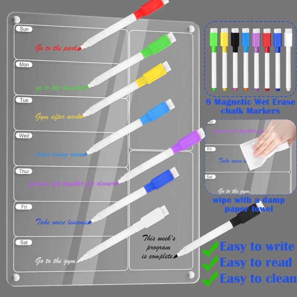 New Acrylic Meal Planner Reusa - Magnetic Calendar Board avaliação e preço
