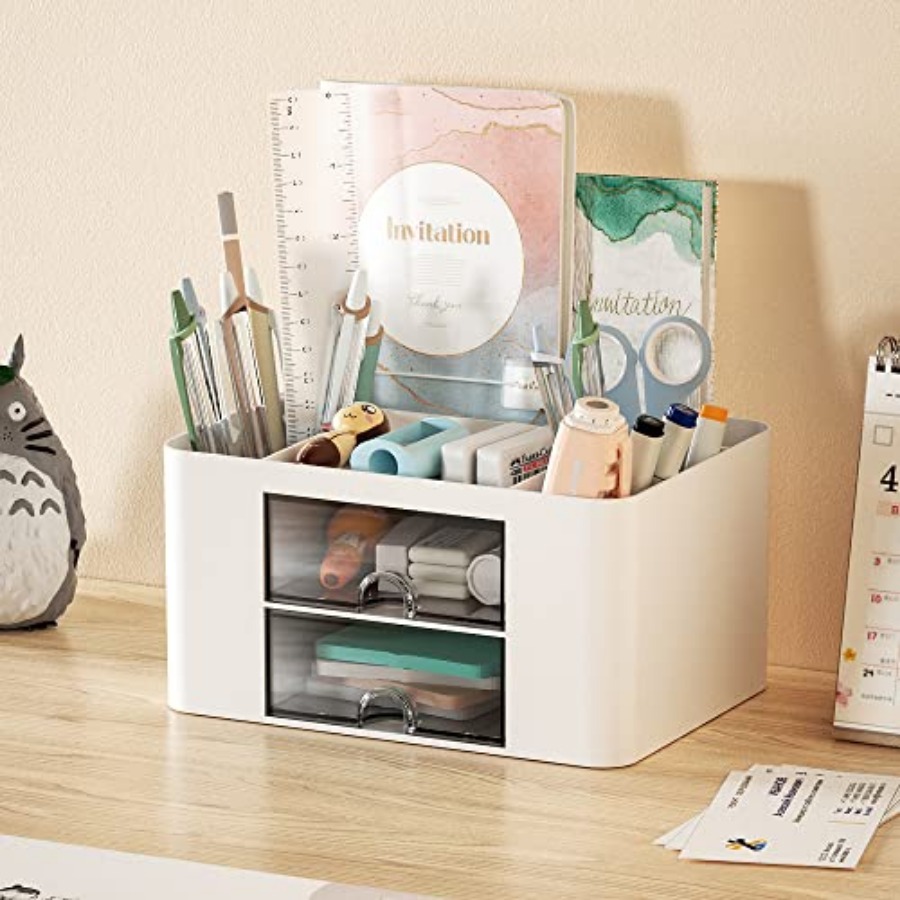 Pen Organizer with 2 Drawer, M - Desktop Organizer Bamboo avaliação e preço