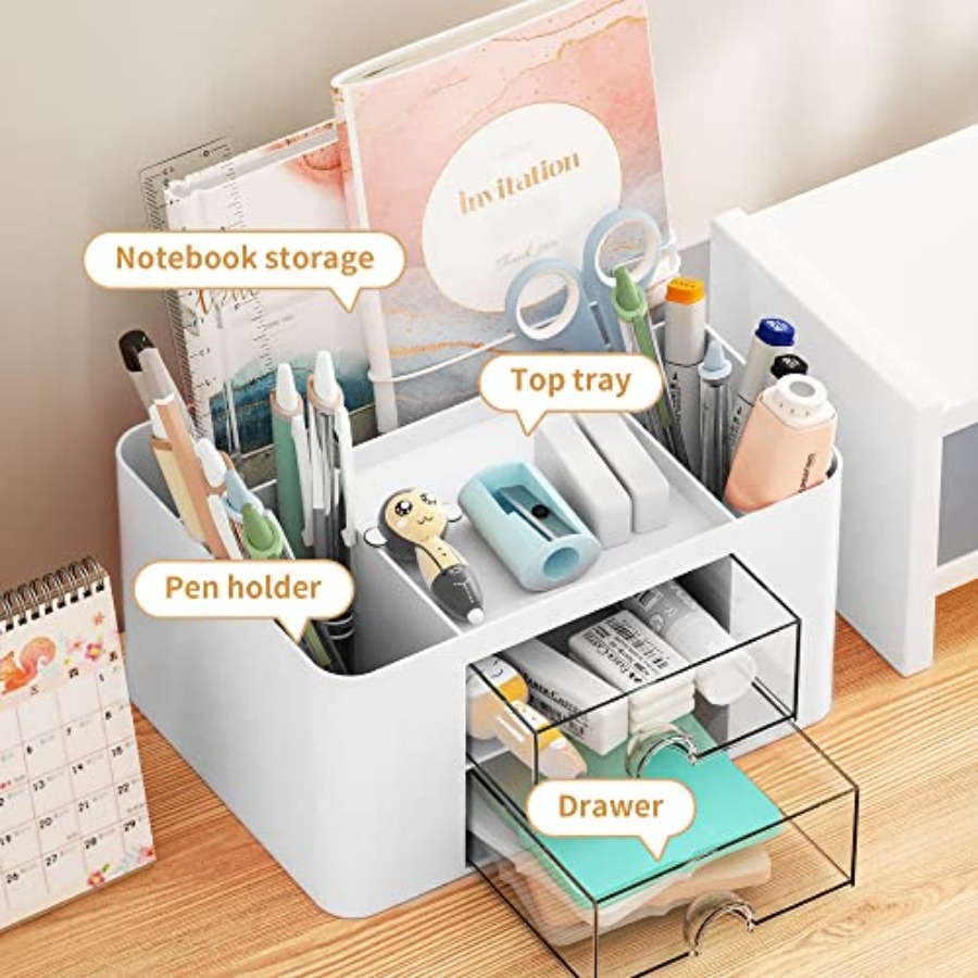 Pen Organizer with 2 Drawer, M - Desktop Organizer Bamboo avaliação e preço