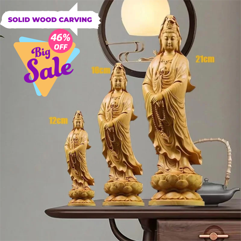 Natural Cypress Guanyin  Buddh - Home Office Feng Shui avaliação e preço