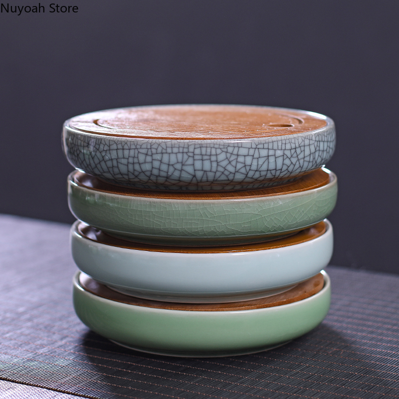 Ceramic Round Tea Tray Househo - Desktop Organizer Bamboo avaliação e preço