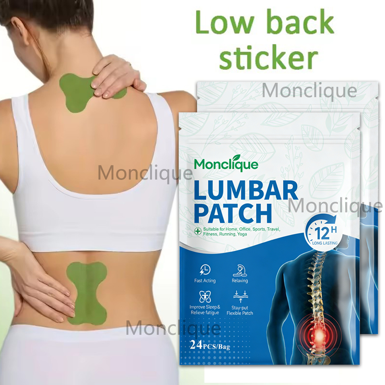 12/72PCS Lumbar Massage Patch  - Anti Fatigue Mat avaliação e preço