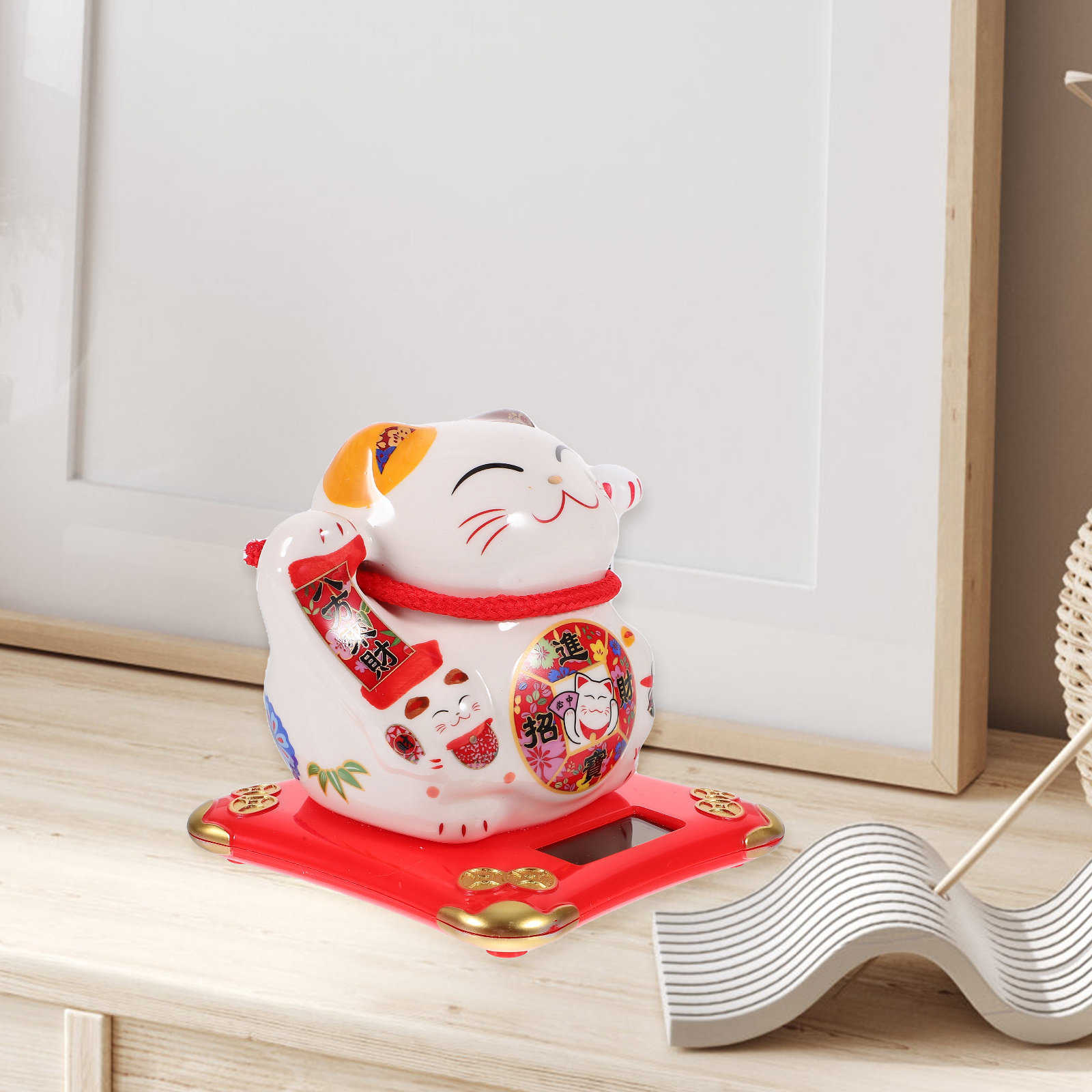 Solar Powered Cat Ornament wit - Home Office Feng Shui avaliação e preço