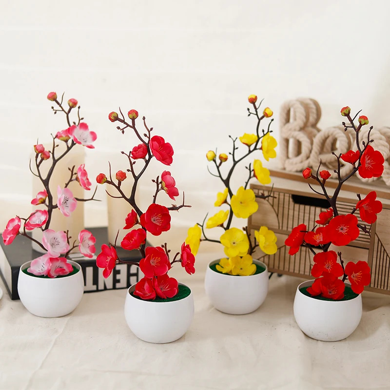 Simulation Plum Flower Pot Pla - Home Office Background avaliação e preço