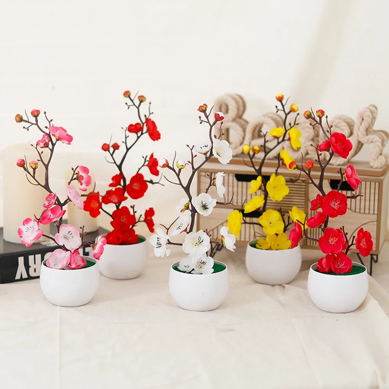 Simulation Plum Flower Pot Pla - Home Office Background avaliação e preço